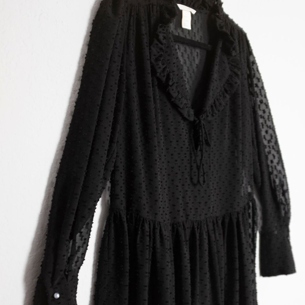 H&M Flounced Short Boho Black Dress - Picture 6 of 6